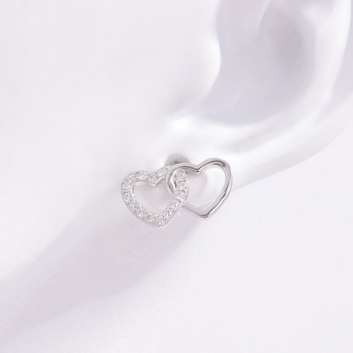 925 Sterling Silver Zircon Heart Earrings