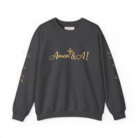 Christian AI Crewneck Sweatshirt - "Amen & AI" Gold Script, "Powered by Prayer, Driven by Data"