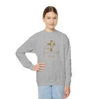 Youth Crewneck Sweatshirt - Gold Glitter Cross “Hope You Can Hold” Christian Tee