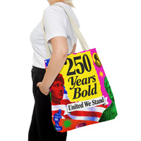 250 Years Bold Tote Bag — "United We Stand" Patriotic Anniversary Tote