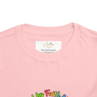 Toddler Tee — Cute Kawaii Strawberry "Powered by Faith & Giggles" Kids Shirt