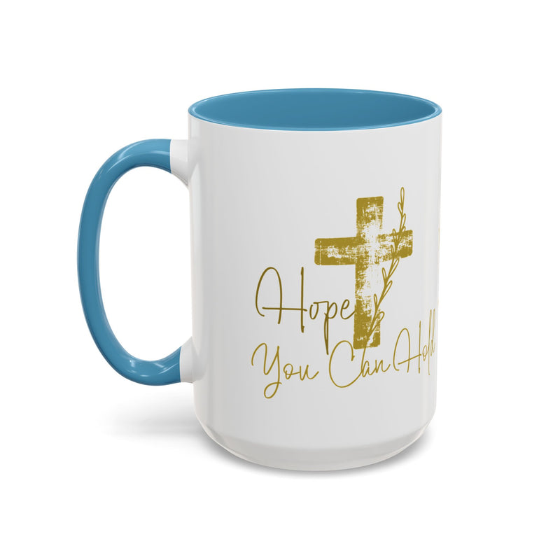 Christian Scripture Coffee Mug – Romans 15:13 Gold Calligraphy Accent Mug (11/15oz)