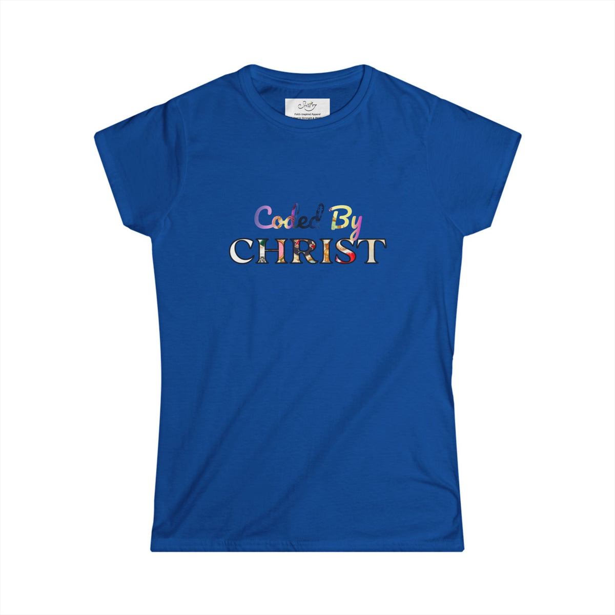 Coded By Christ Women’s Tee — Pastel Script Faith T‑Shirt
