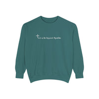 Faith Cross Sweatshirt — "Love is the Original Algorithm" Christian Crewneck