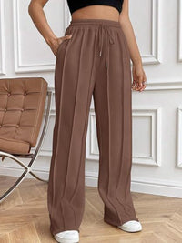 Drawstring Wide Leg Pants with Pockets