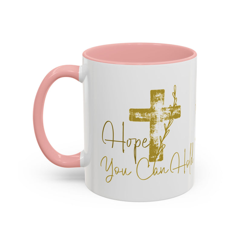 Christian Scripture Coffee Mug – Romans 15:13 Gold Calligraphy Accent Mug (11/15oz)