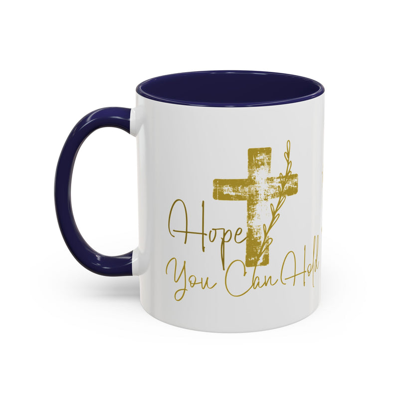 Christian Scripture Coffee Mug – Romans 15:13 Gold Calligraphy Accent Mug (11/15oz)