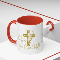 Christian Scripture Coffee Mug – Romans 15:13 Gold Calligraphy Accent Mug (11/15oz)