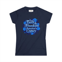 Patriotic Floral Tee — "Faith, Freedom, American Legacy" Women's T‑Shirt