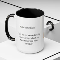 Redeemed Cross Accent Coffee Mug — Inspirational Christian Tea Cup (11/15oz)