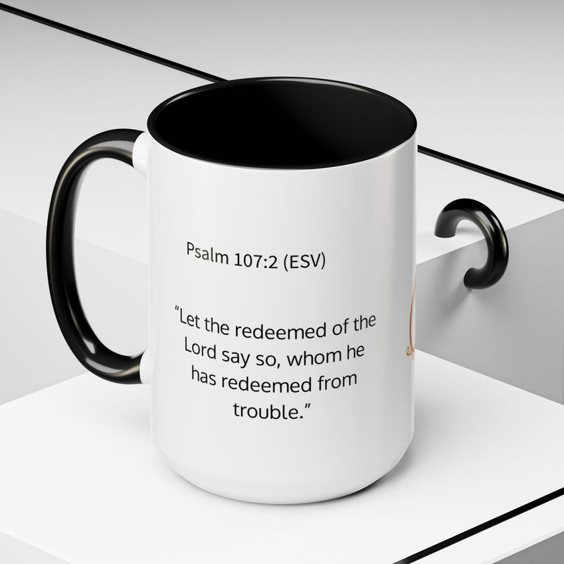 Redeemed Cross Accent Coffee Mug — Inspirational Christian Tea Cup (11/15oz)