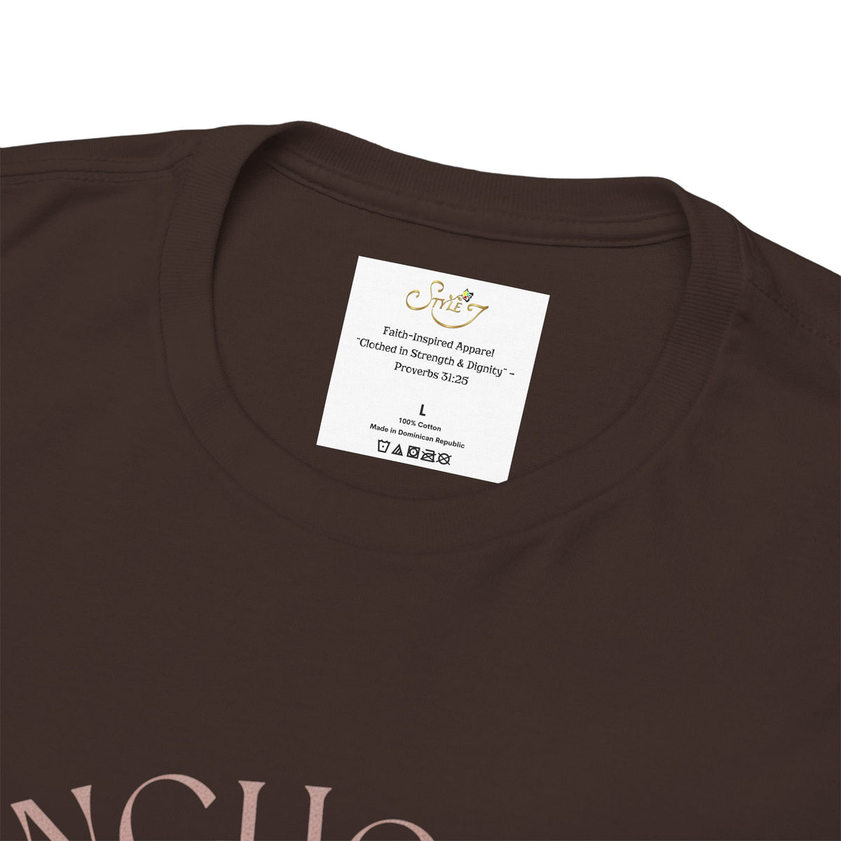 Anchored Faith T-Shirt — "Anchored" Calligraphy with Faith, Hope & Grace