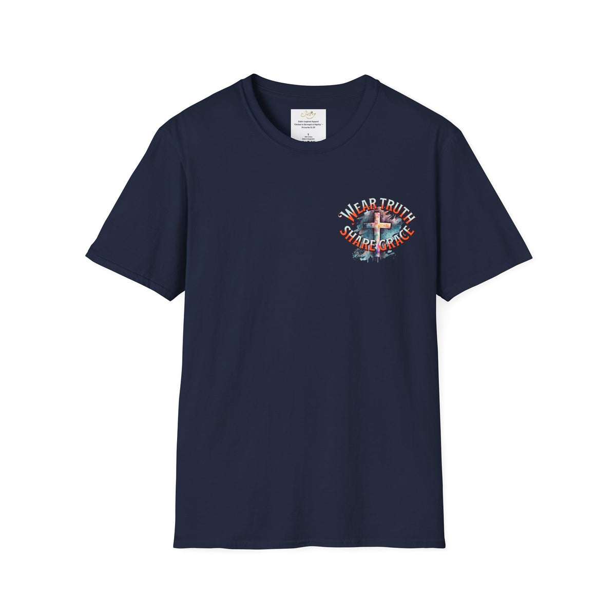 Christian Cross T‑Shirt — "Wear Truth Share Grace" Front & "Blessed" Back