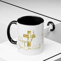 Christian Scripture Coffee Mug – Romans 15:13 Gold Calligraphy Accent Mug (11/15oz)