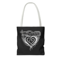 Black Heart Art Tote — "Love is the Original Algorithm" All-Over Print Tote Bag