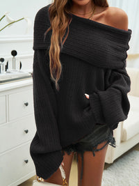 Off-Shoulder Extra-Long Sleeve Sweater