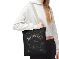 Anchored Inspirational Tote Bag — 'Anchored' Script Design