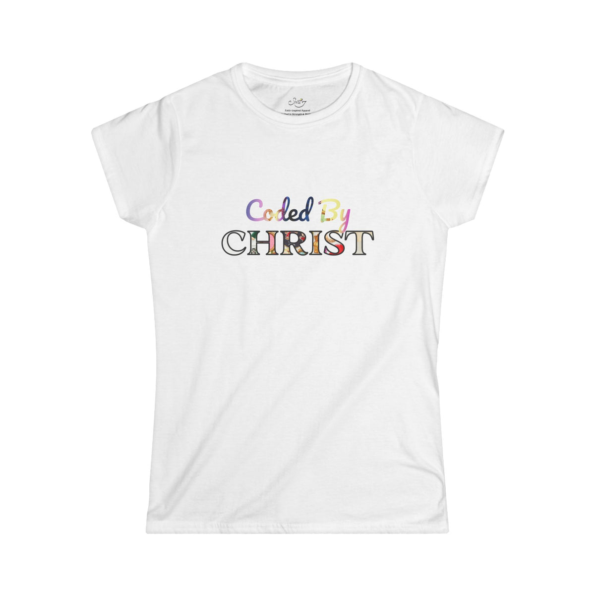 Coded By Christ Women’s Tee — Pastel Script Faith T‑Shirt
