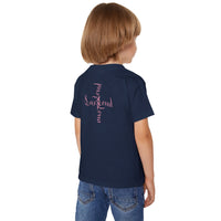 Toddler T‑Shirt — Cute Teddy Bear Cross Design with Pink Script