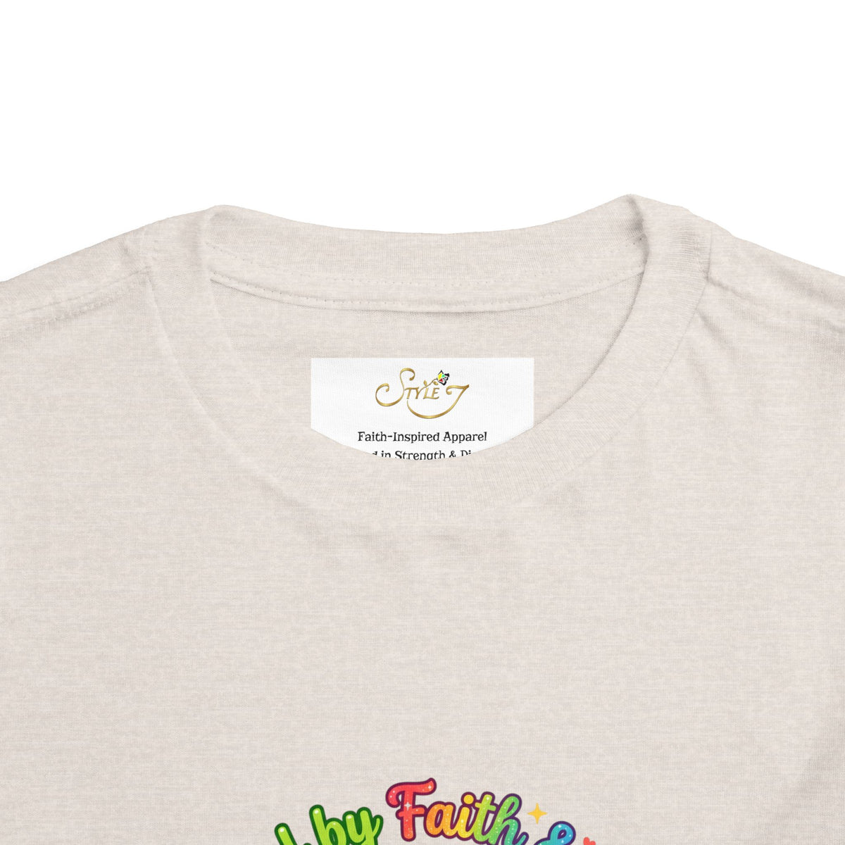 Toddler Tee — Cute Kawaii Strawberry "Powered by Faith & Giggles" Kids Shirt