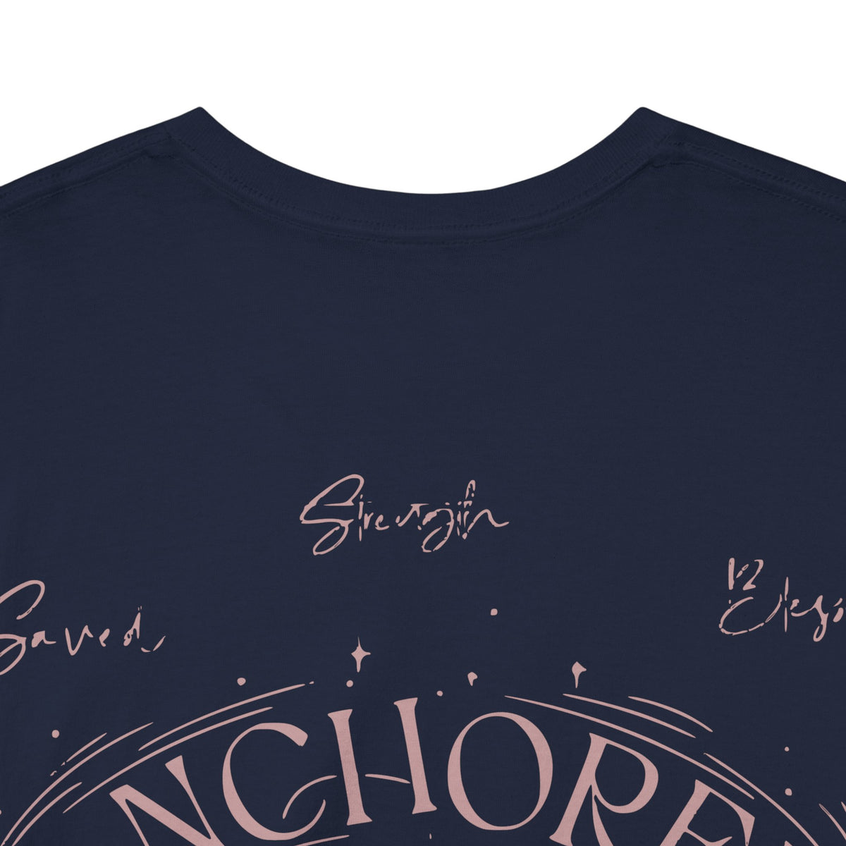 Anchored Faith T-Shirt — "Anchored" Calligraphy with Faith, Hope & Grace