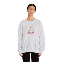 Unisex Christian Crewneck Sweatshirt — "Blessed" Faith Cross Graphic