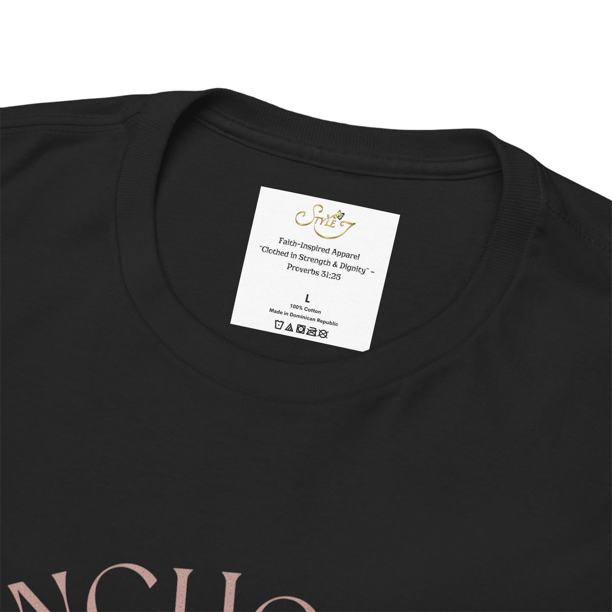Anchored Faith T-Shirt — "Anchored" Calligraphy with Faith, Hope & Grace