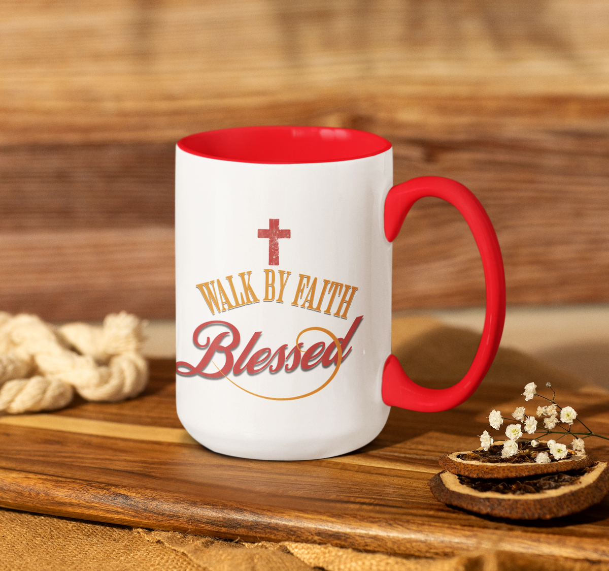 Blessed Coffee Mug — "Walk by Faith" Inspirational Christian Mug