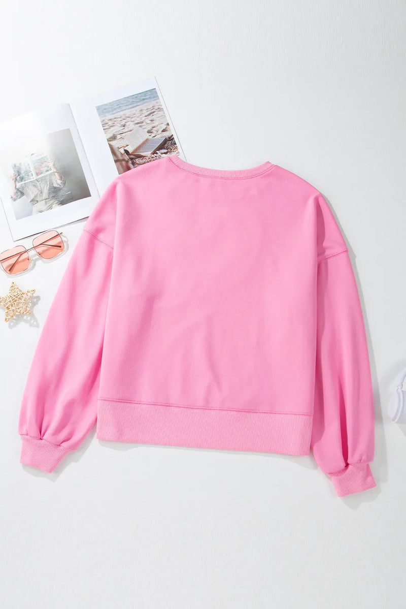 Football & Letter Round Neck Long Sleeve Sweatshirt