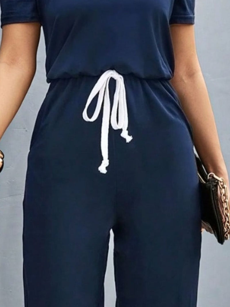 Round Neck Short Sleeve Jumpsuit