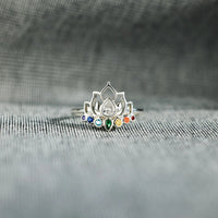 925 Sterling Silver Inlaid Zircon Lotus Shape Ring