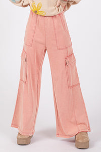 SAGE + FIG Knit Terry Mineral Wash Wide Leg Pants