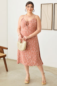 Zenobia Plus Size Cutout Floral Spaghetti Strap Dress