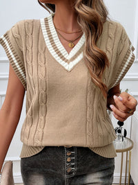 Cable-Knit V-Neck Sweater Vest