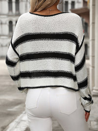 Striped Round Neck Long Sleeve Sweater