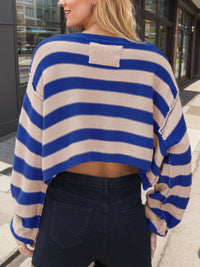 Striped Dropped Shoulder Long Sleeve Sweater