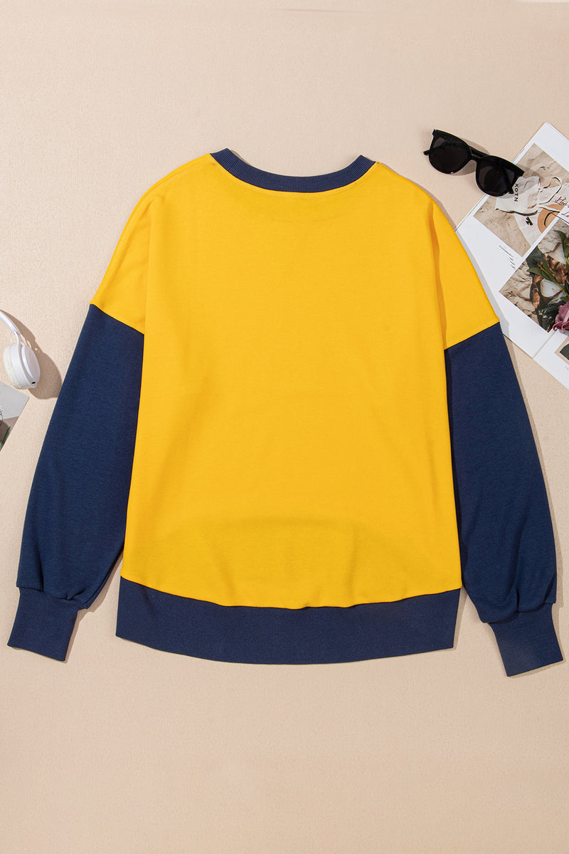 Contrast Round Neck Long Sleeve Sweatshirt